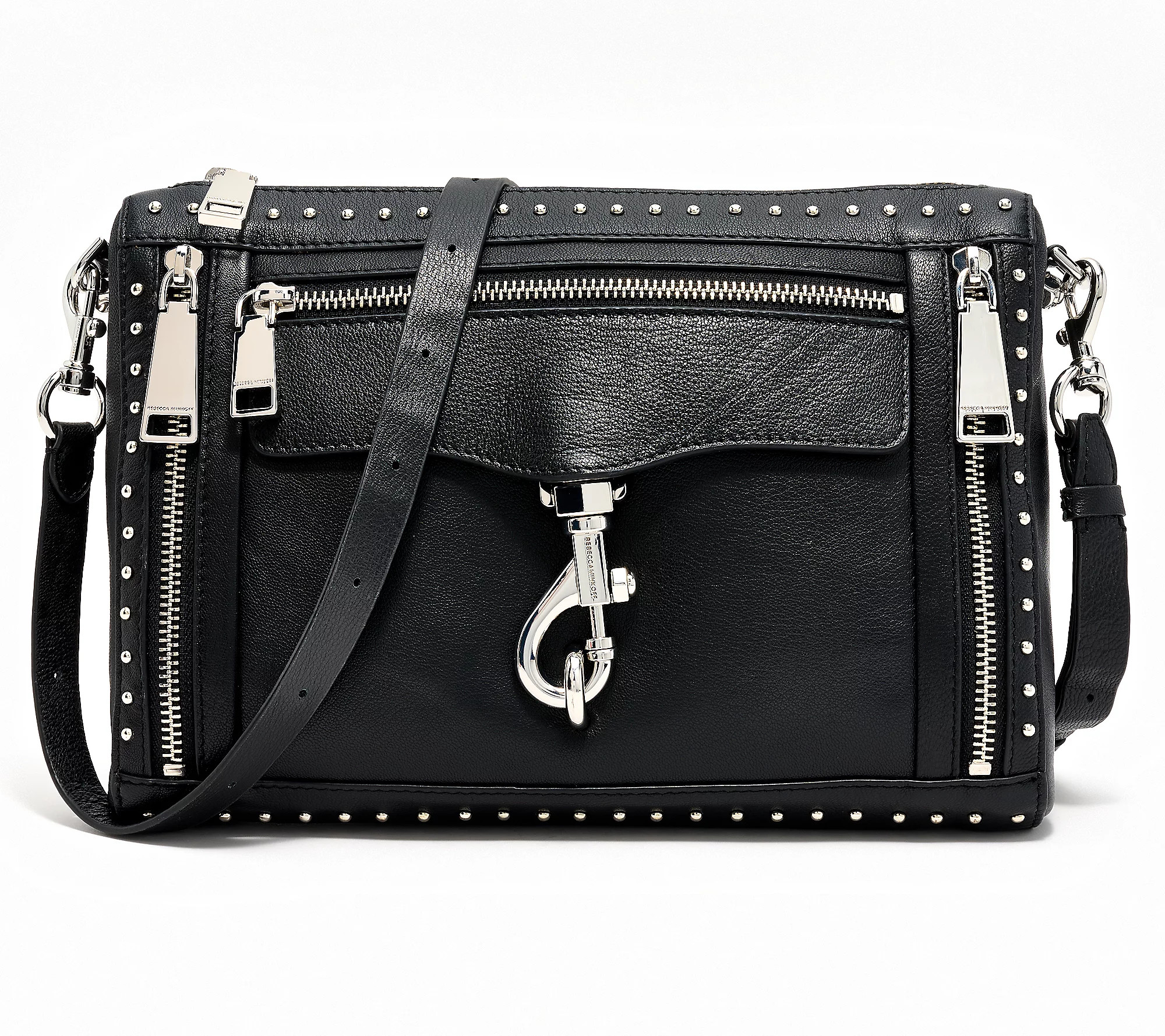 Rebecca Minkoff Studded MAC Leather Crossbody with Zips | QVC