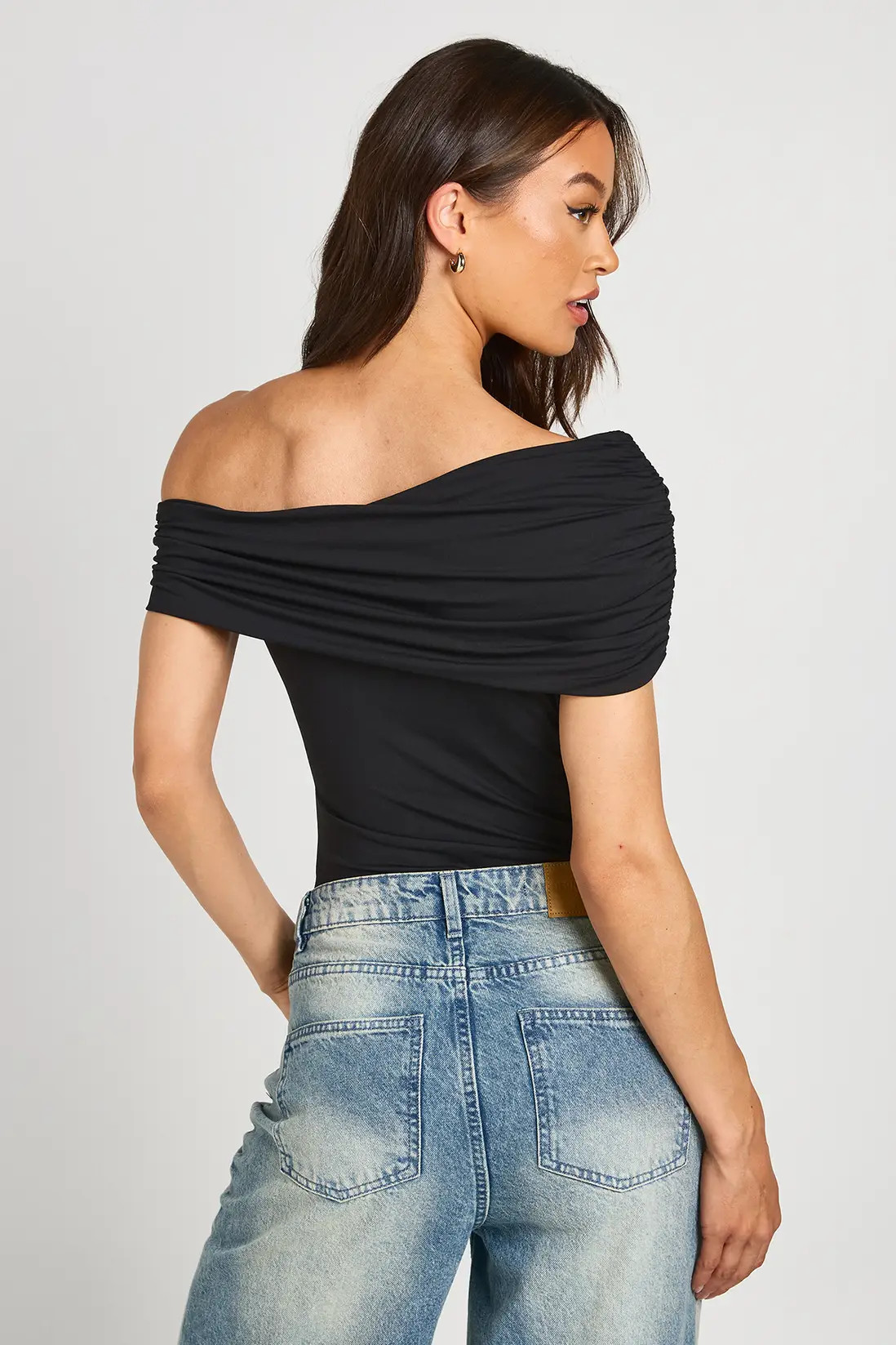 Black Tall Matte Slinky Off The Shoulder Bodysuit | Boohoo USA | boohoo (US & Canada)