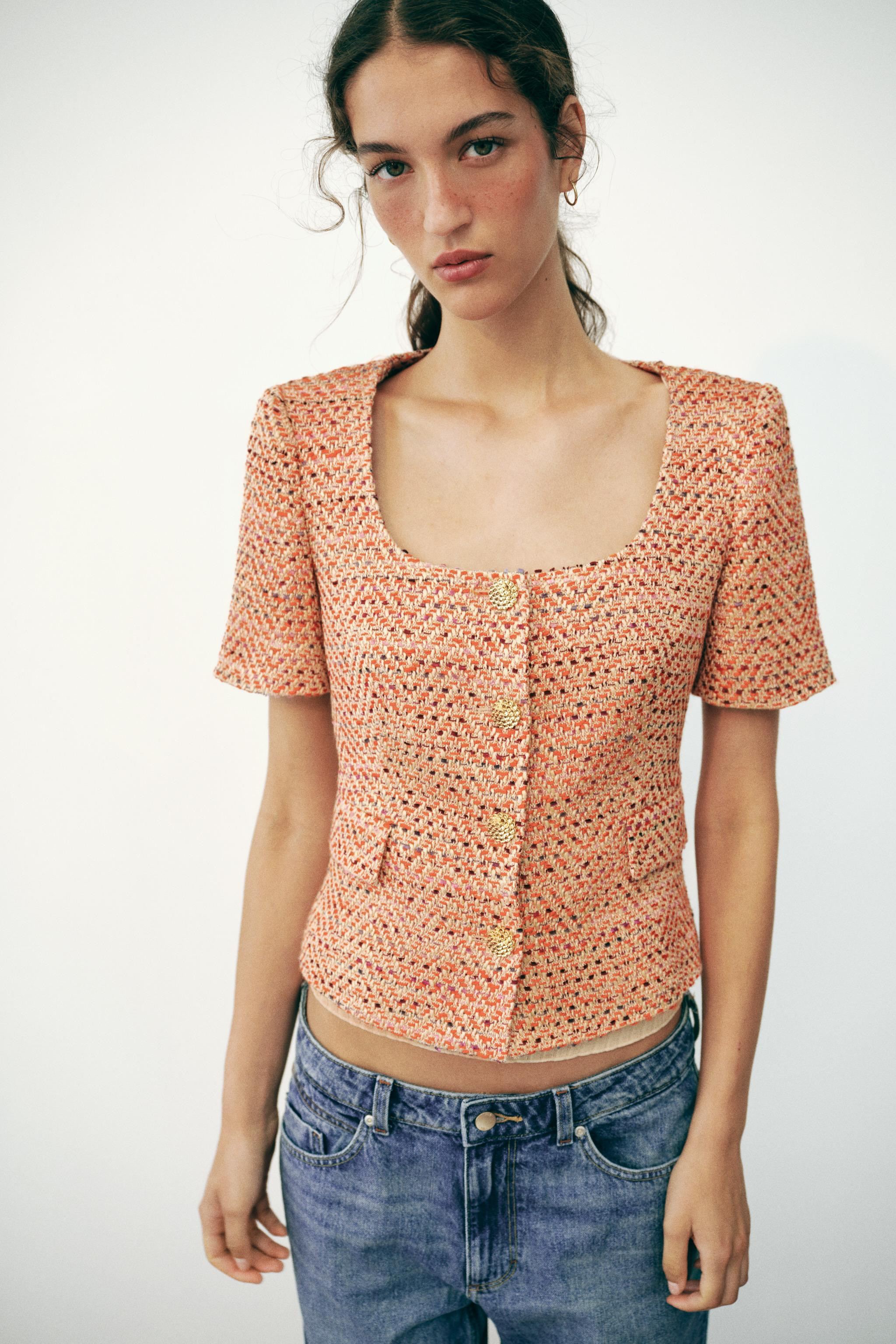 SHORT SLEEVE ROUND NECK BLAZER | Zara US