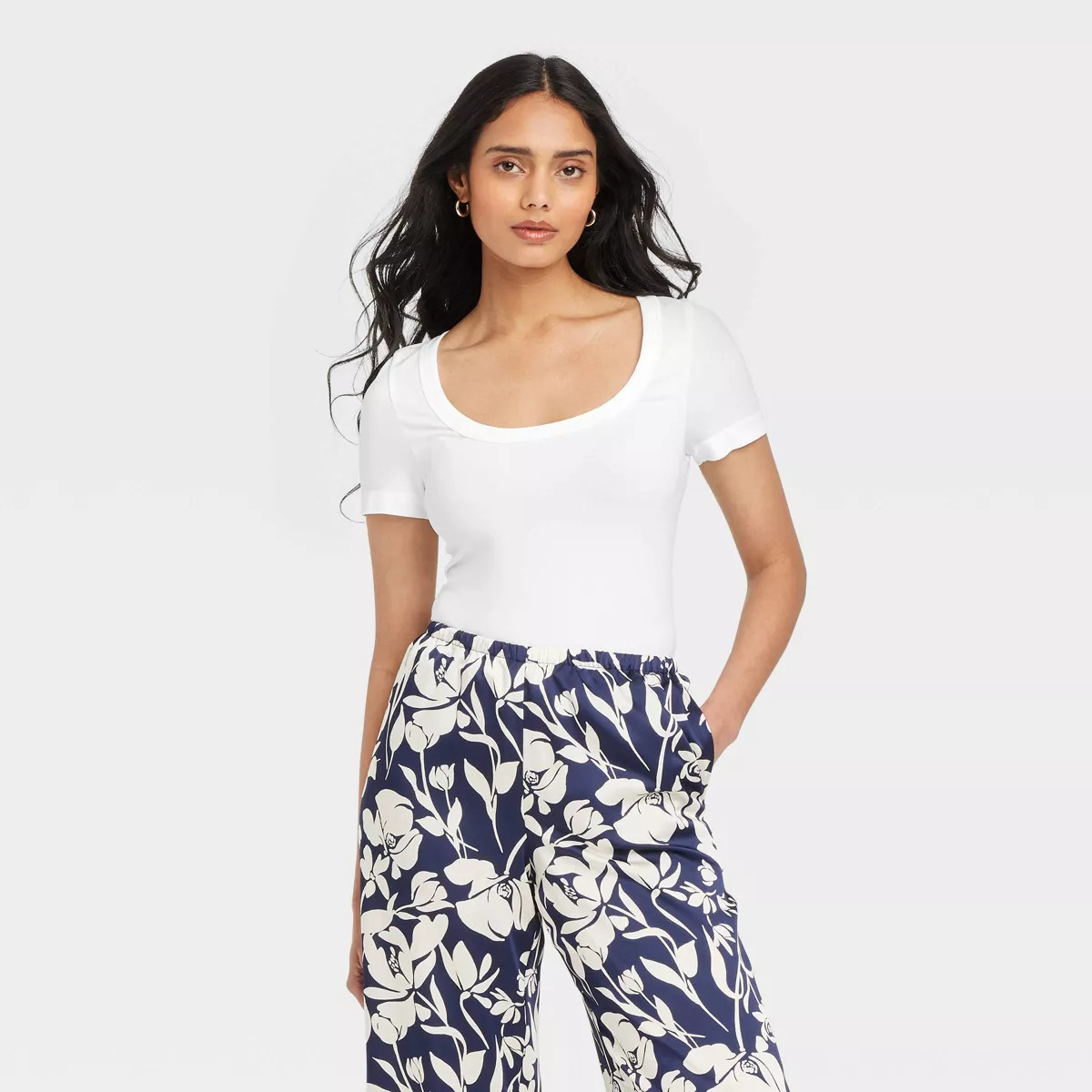 Women's Slim Fit Seamless Short Sleeve Square Neck Baby T-Shirt - A New Day™ | Target