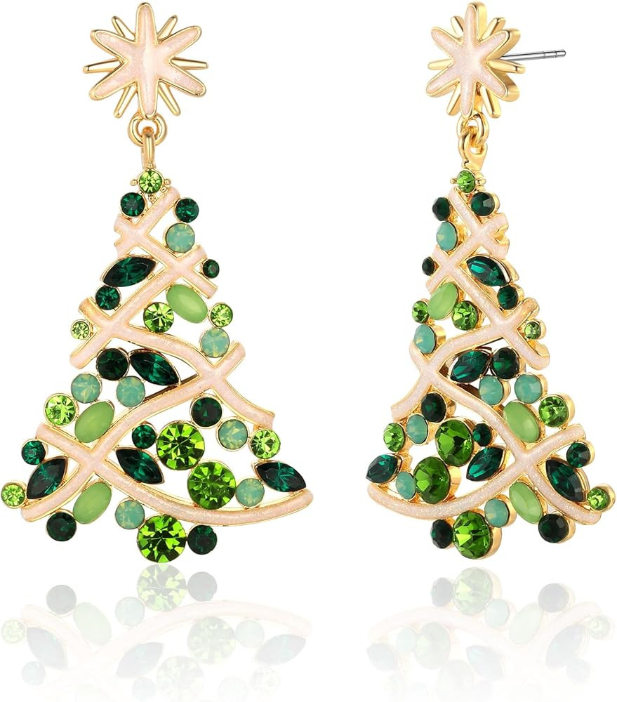 Christmas Earrings for Women - Gingerbread Man, Trees, Bow, Candy, Snowflake, Reindeer & Colorful... | Amazon (US)
