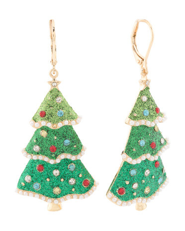 Christmas Tree Pearl Trim Earrings | TJ Maxx