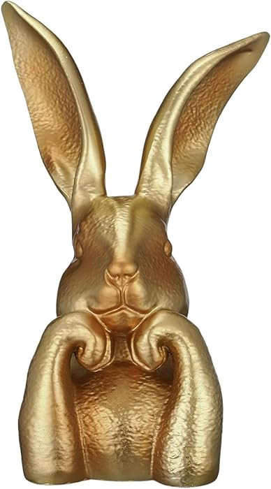 13.58'' Large Easter Gold Bunny Figurine, Resin Thinking Bunny Statue for Easter Table Centerpiec... | Amazon (US)