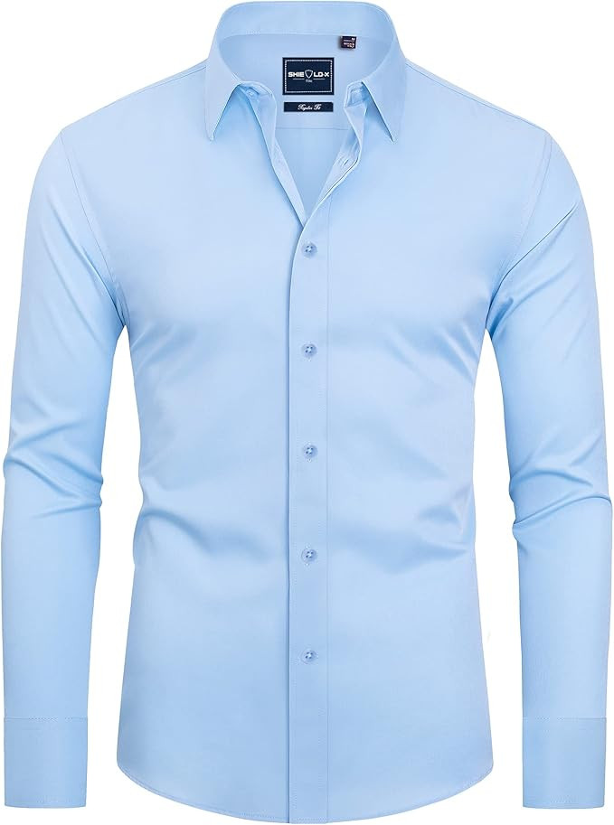 Alimens & Gentle Men's Dress Shirts Slim Fit Button Down Shirts Long Sleeve Stretch Wrinkle-Free ... | Amazon (US)