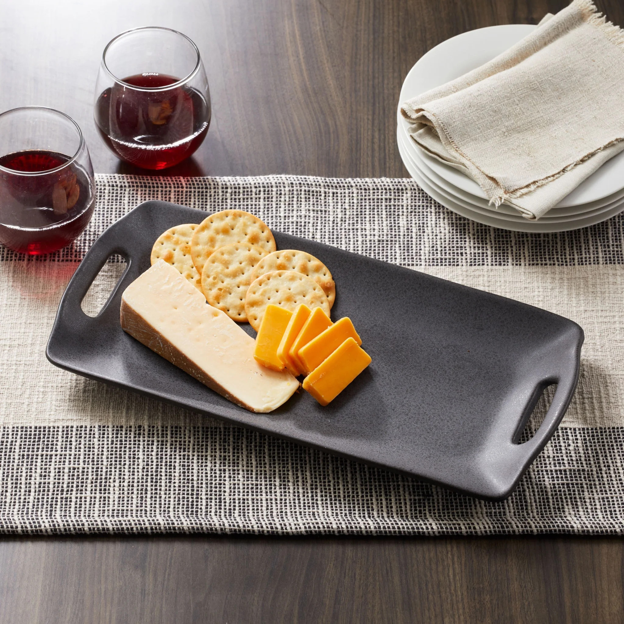 Better Homes & Gardens Dark Gray  Square-Shaped Stoneware Handled Tray | Walmart (US)