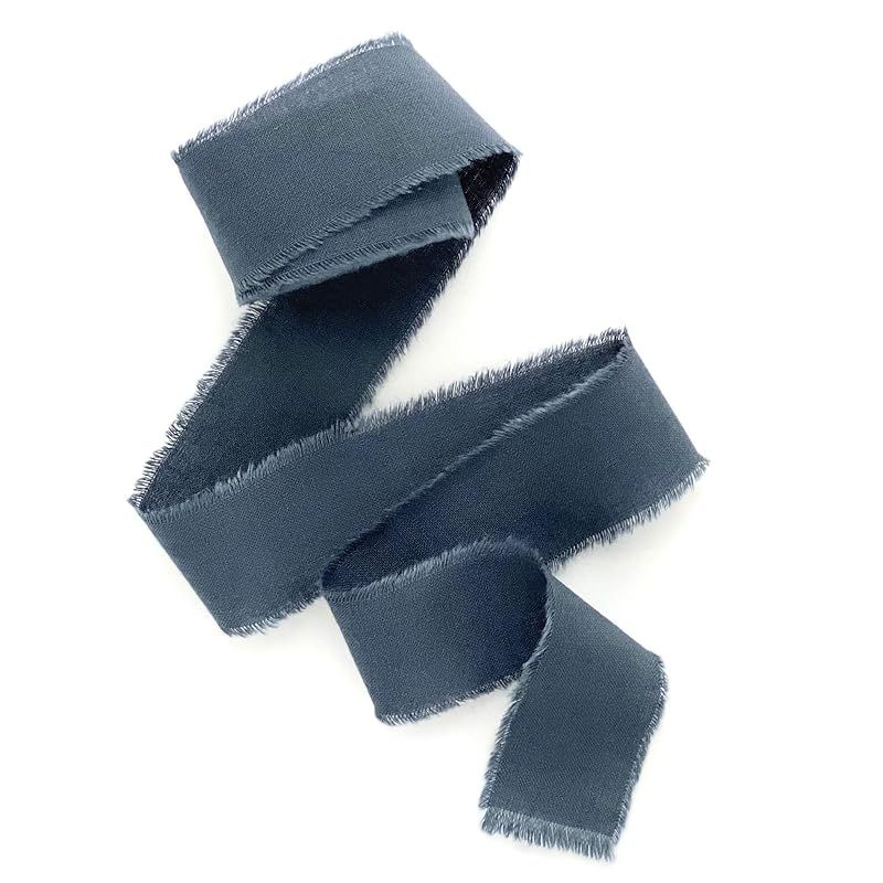 Cold grey ribbon 1/2" 1" 2" 3 inch wide 5yd cotton Frayed edges hand dyed for Rustic wedding invi... | Amazon (US)
