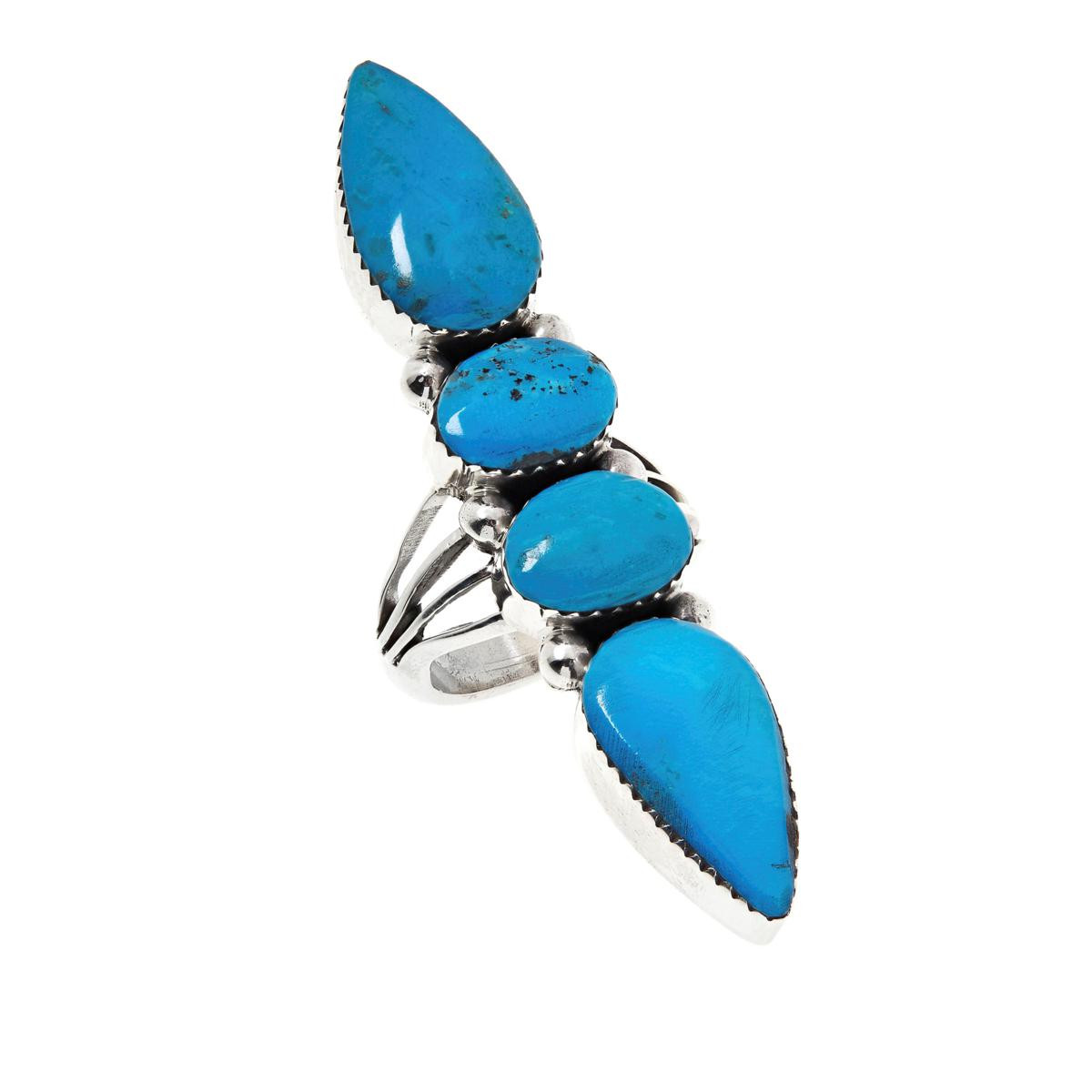Chaco Canyon Kingman Turquoise Sterling Silver Elongated Ring - 20588992 | HSN | HSN
