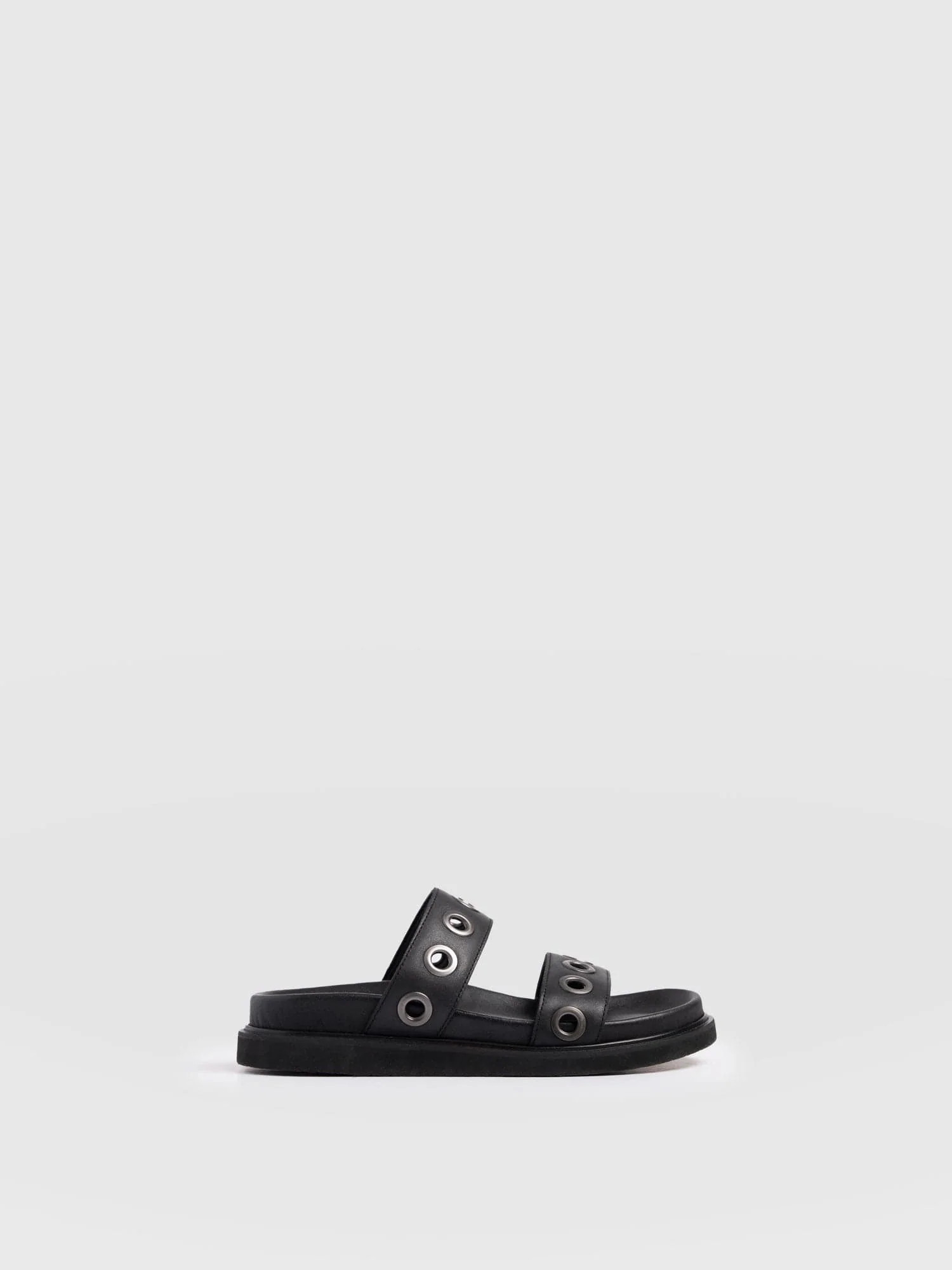 Madison Eyelet Slides - Black | Saint + Sofia