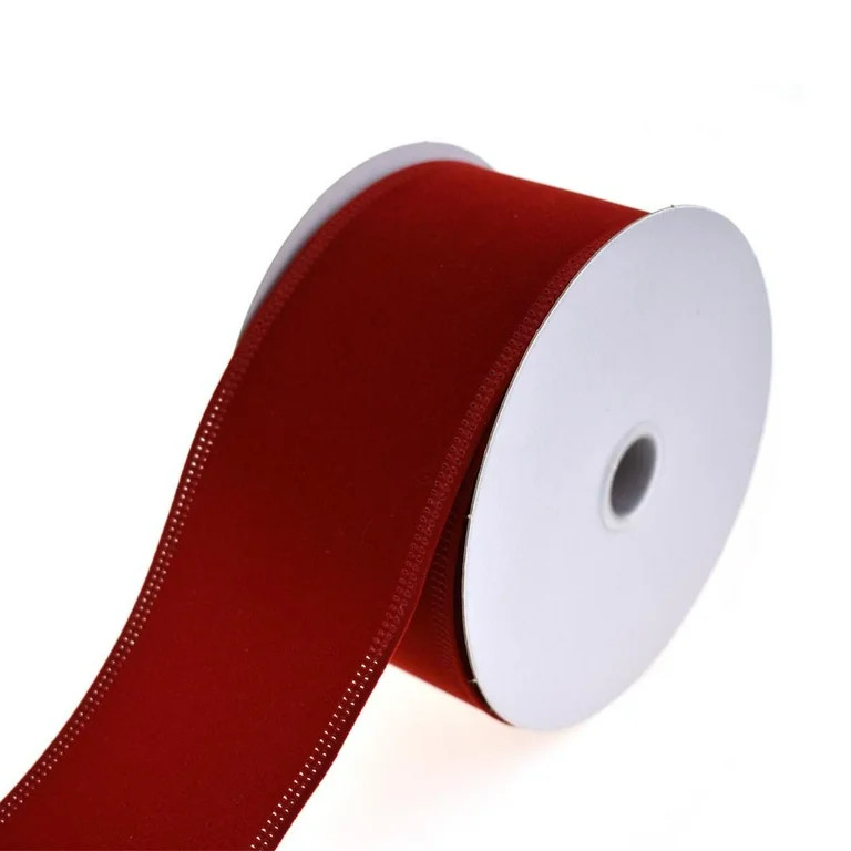 Christmas Velvet Wired Edge Ribbon, 2-1/2-Inch, 10-Yard, Dark Red | Walmart (US)