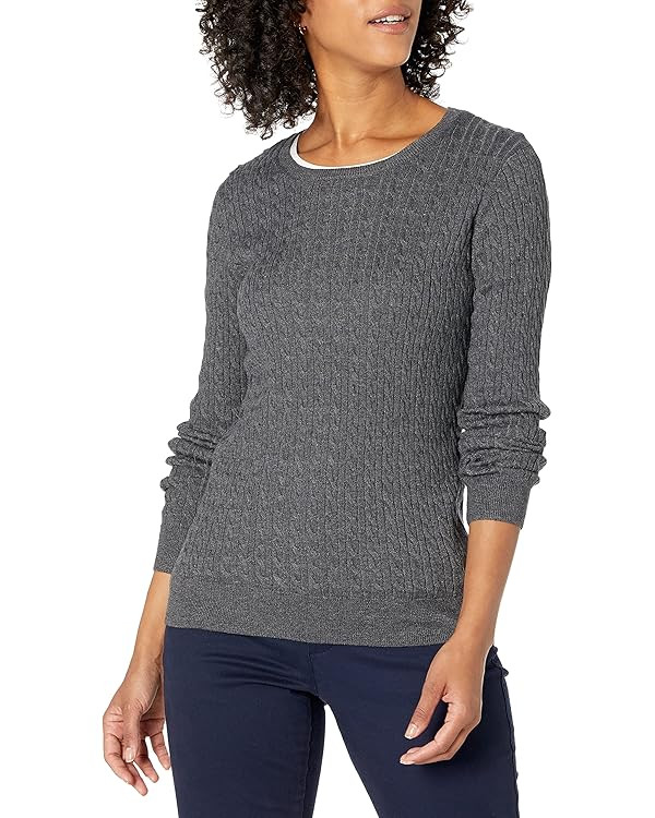 Amazon Essentials Women's Lightweight Long-Sleeve Cable Crewneck Sweater (Available in Plus Size) | Amazon (US)