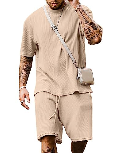Babioboa Men's Short Sleeve Tracksuit Summer T Shirt & Shorts set 2 Pockets Oversize Two Piece Ca... | Amazon (US)