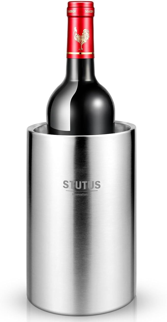 Wine Chiller Bucket, STUTUS Stainless Steel Double Wall White Wine Bottle Cooler Bucket, Insulate... | Amazon (US)