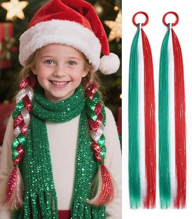 Crazy Hair Day Accessories for Girls 20 inch Colored Hair Extensions for Kids Festival Red White ... | Amazon (US)