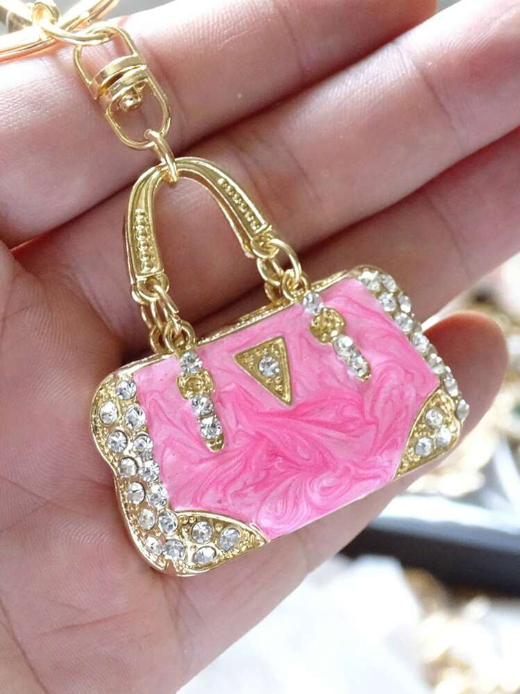 1pc Mini Handbag Enamel Keychain Sparkling Rhinestone Key Ring Purse Bag Backpack Car Pendant Charm Women Girls Gift Car Accessories Bag Charm School Cute Goth Y2k | SHEIN