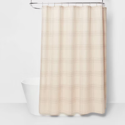 Plaid Shower Curtain Neutral - Threshold™ | Target