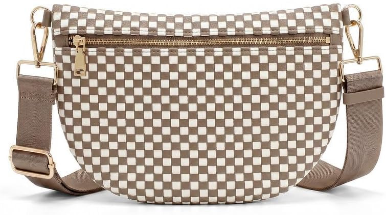 Woven Crossbody Bags for Women Checkered Bum Bag Women's Waist Pack Sling Purse Fanny Packs with ... | Amazon (US)