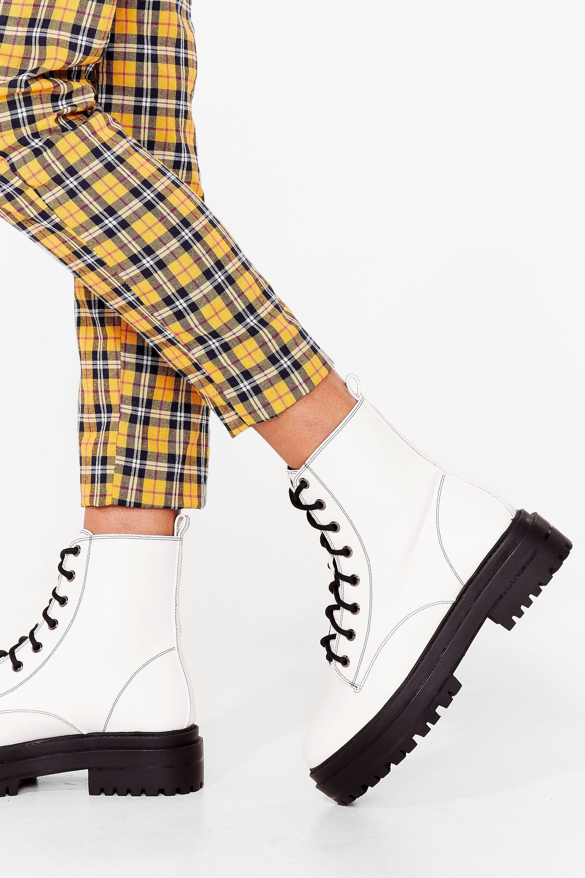 Lace Up Chunky Biker Boots | Nasty Gal (US)