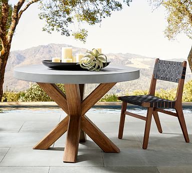 Abbott Indoor/Outdoor 48" Concrete & FSC® Acacia Round Dining Table | Pottery Barn (US)