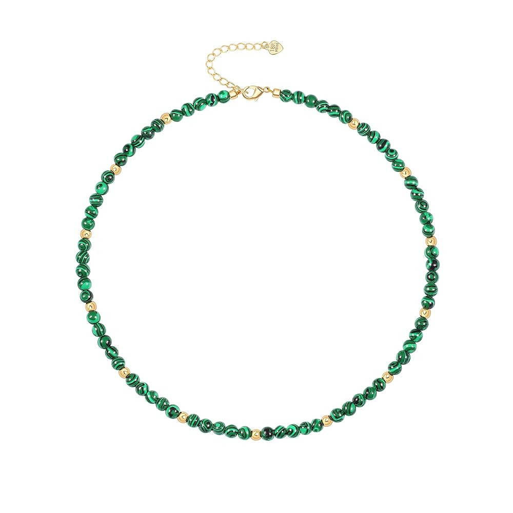 PEARLADA Turquoise Beaded Choker Necklace Chakra Stone Necklace Adjustable | Amazon (US)