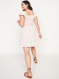 Fit & Flare Flutter-Sleeve Gingham Mini Dress for Women | Old Navy (US)