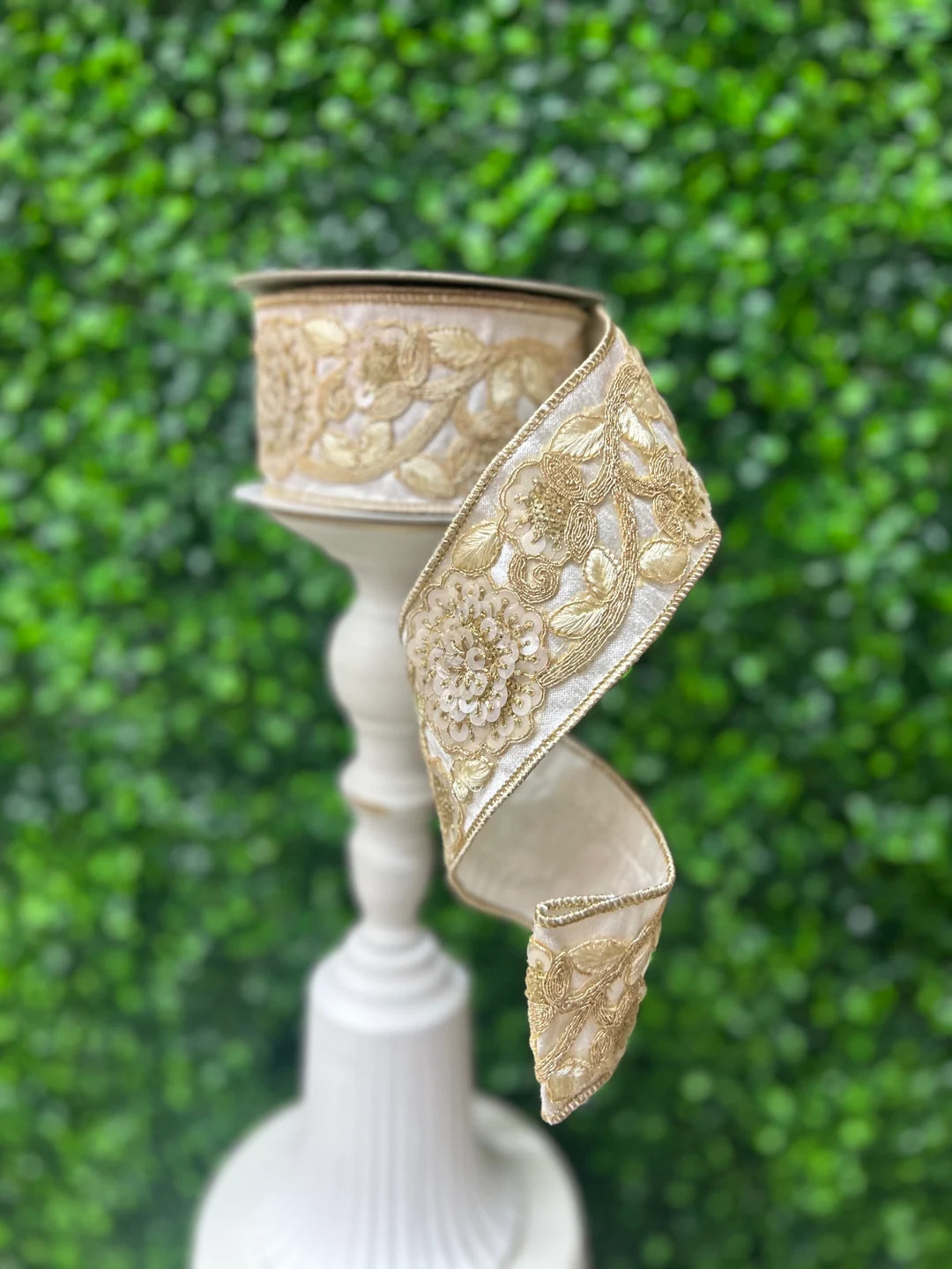 Ivory Edwardian Garden Ribbon 2.5 Inch X 5 Yards Farrisilk - Etsy | Etsy (US)