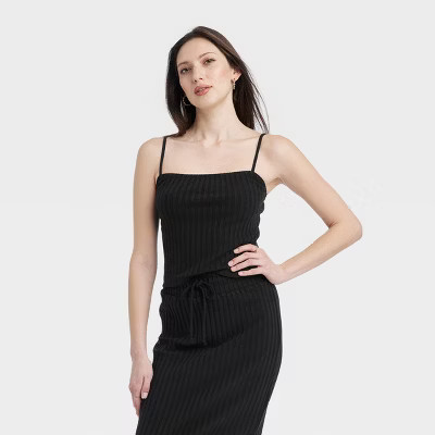 Women's Rib Cami Tank Top - Universal Thread™ Black XS | Target