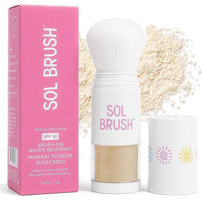 SPF 50 Mineral Sunscreen Powder, Broad Spectrum UVA/UVB Protection Sunscreen, Mess Free Brush On ... | Amazon (US)