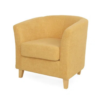 Stylish Mustard Yellow Furniture - Soft Upholstery, Birch Wood Base For Modern Living Room Comfortable Armchair 100% , Rounded Silhouette Relaxing | Wayfair North America