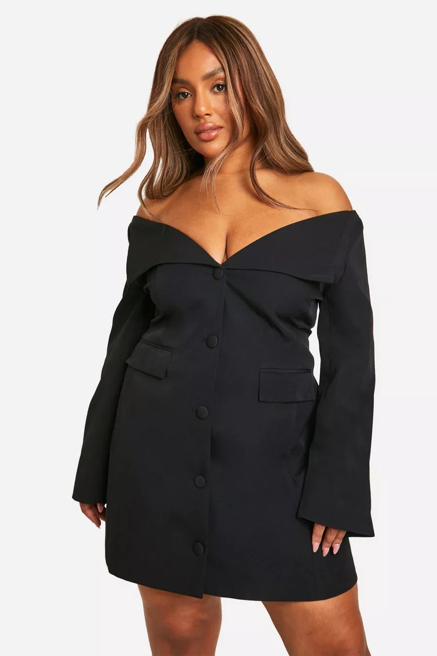 Plus Off The Shoulder Blazer Dress | boohoo (US & Canada)