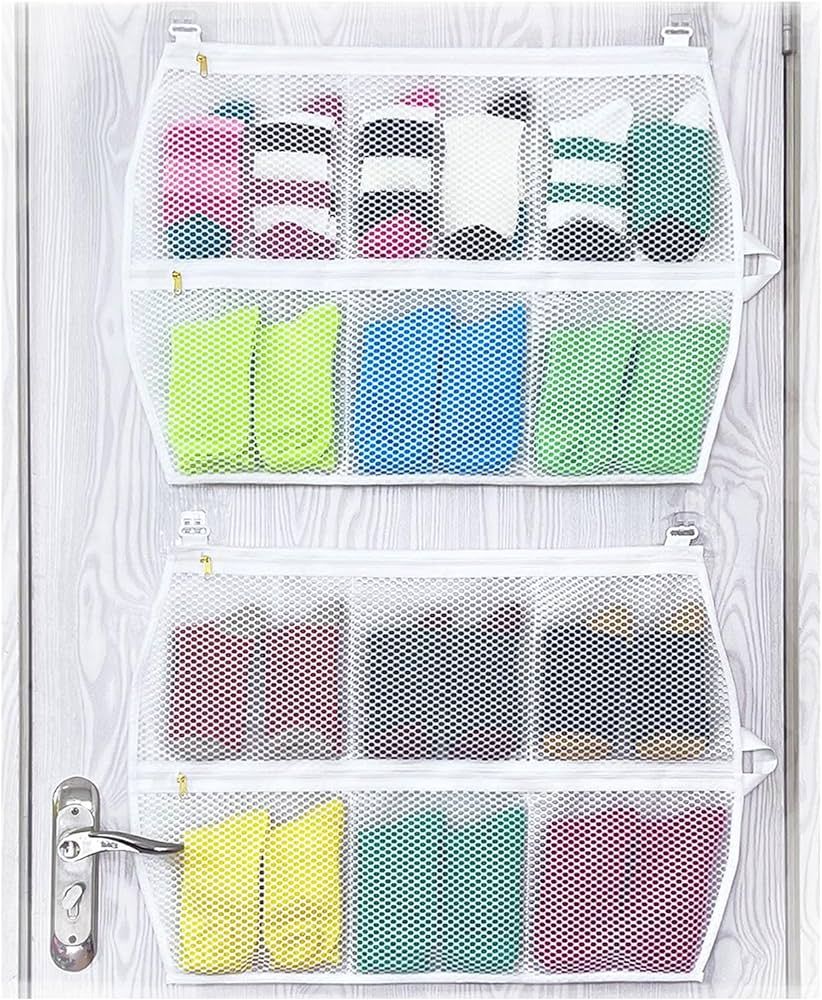 2-Pack Sock Organizer Protect Your Socks from Losing | Multifunctional Sock Laundry Bag with 6-Gr... | Amazon (US)