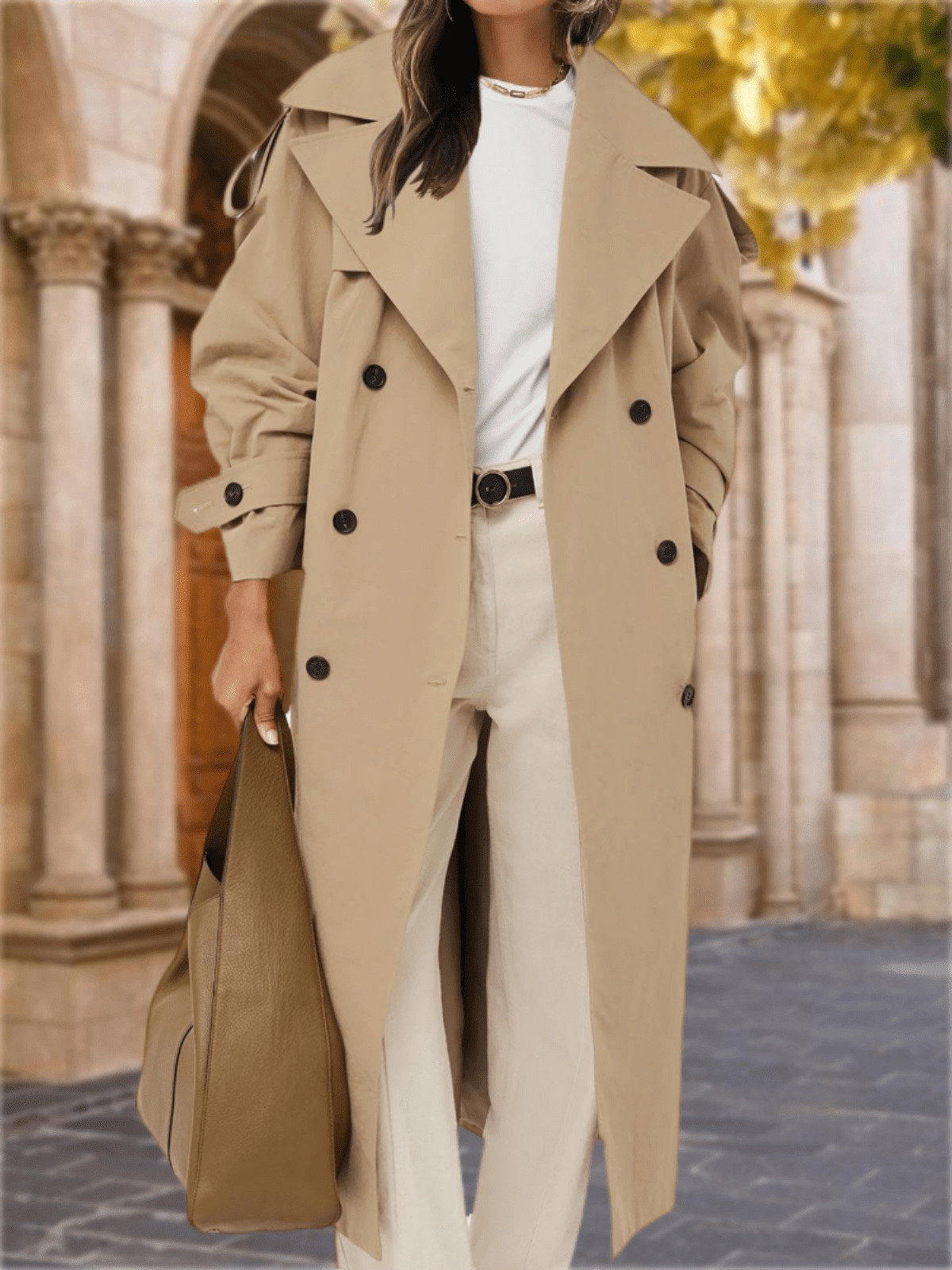 Womens Oversized Belted Trench Coat Long Double Breasted Windproof Overcoat Fall Winter Clothes For Women Vestidos Elegantes De Mujer Christmas Gift & New Year Gift | SHEIN