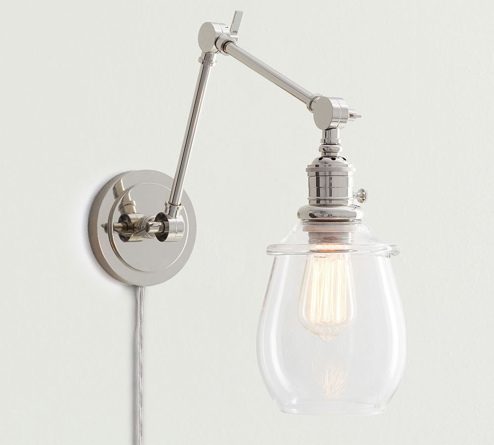 Petite Glass Plug-In Articulating Sconce | Pottery Barn (US)
