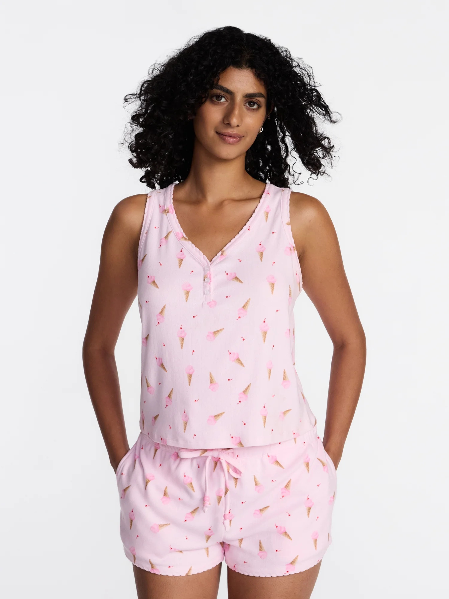 Way to Celebrate Women's Pointelle Pajama Set, 2-Piece, Sizes XS-3X | Walmart (US)