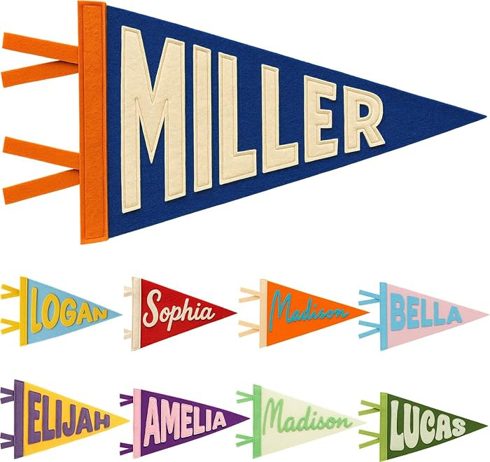 Custom Felt Pennant Flag for Baby Nursery Room Decor, Personalized Name Banner for Toddler Boys R... | Amazon (US)