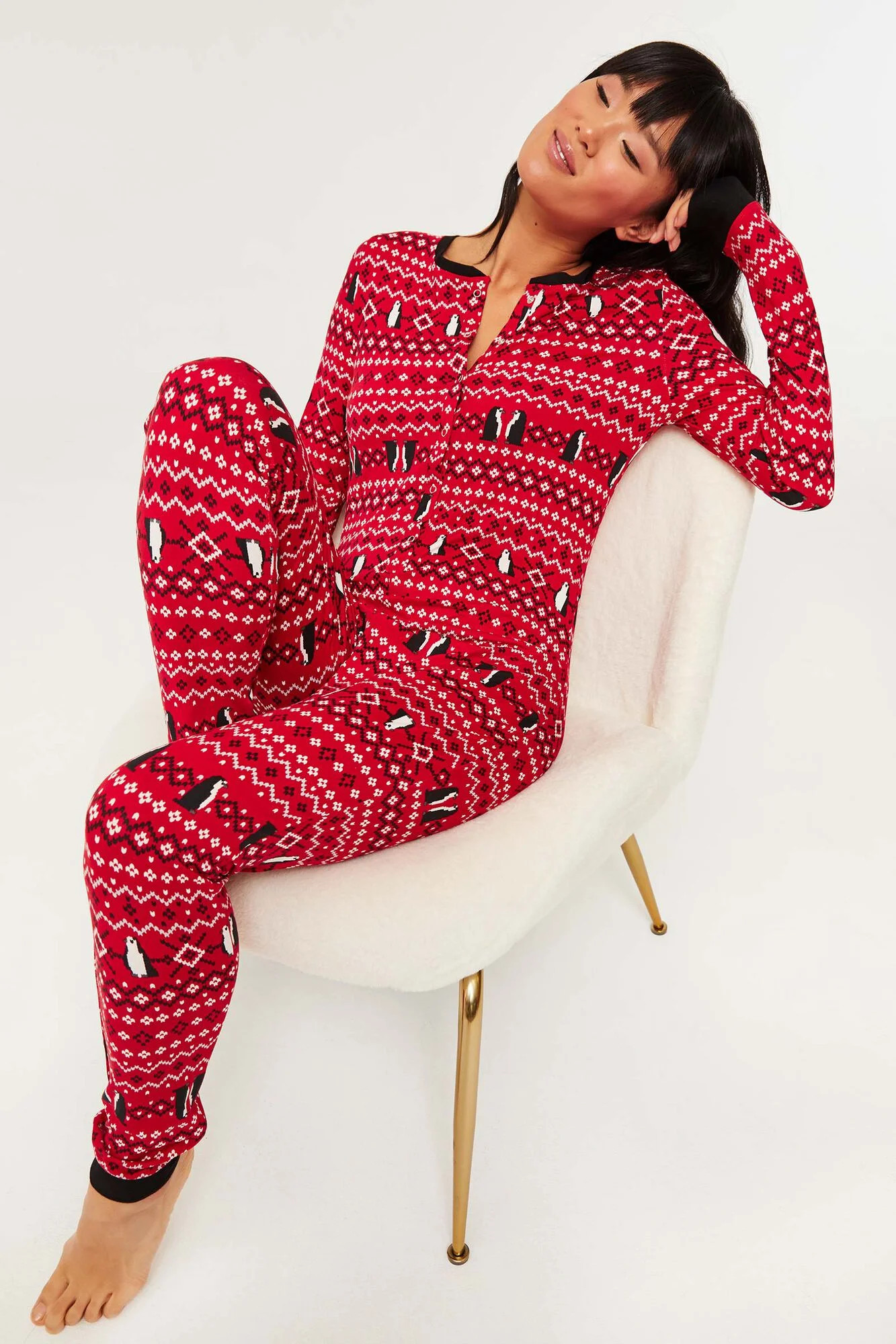 Fair Isle Penguin Holiday Onesie | Ardene