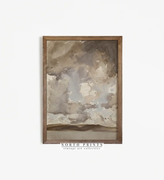 Neutral Watercolor Landscape | Vintage Horizon Painting PRINTABLE #605 | Etsy (US)