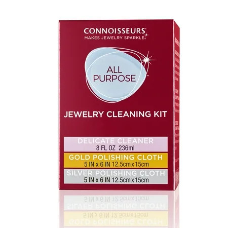 Connoisseurs All-Purpose Jewelry Cleaning Kit with Cleaner Solution and Polishing Cloths | Walmart (US)
