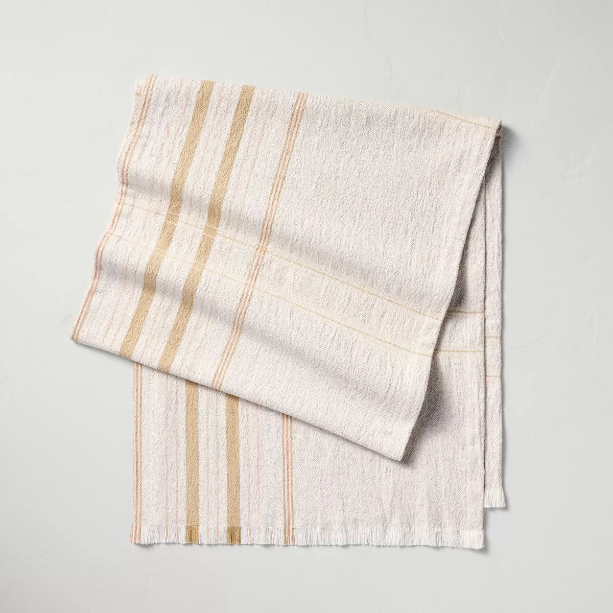 20"x90" Offset Plaid Woven Table Runner Light Tan/Blush - Hearth & Hand™ with Magnolia | Target
