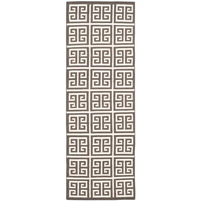 Chale Hand Woven Flat Weave Banana Silk/Wool/Cotton Geometric Rug in Brown/ivory | Wayfair North America
