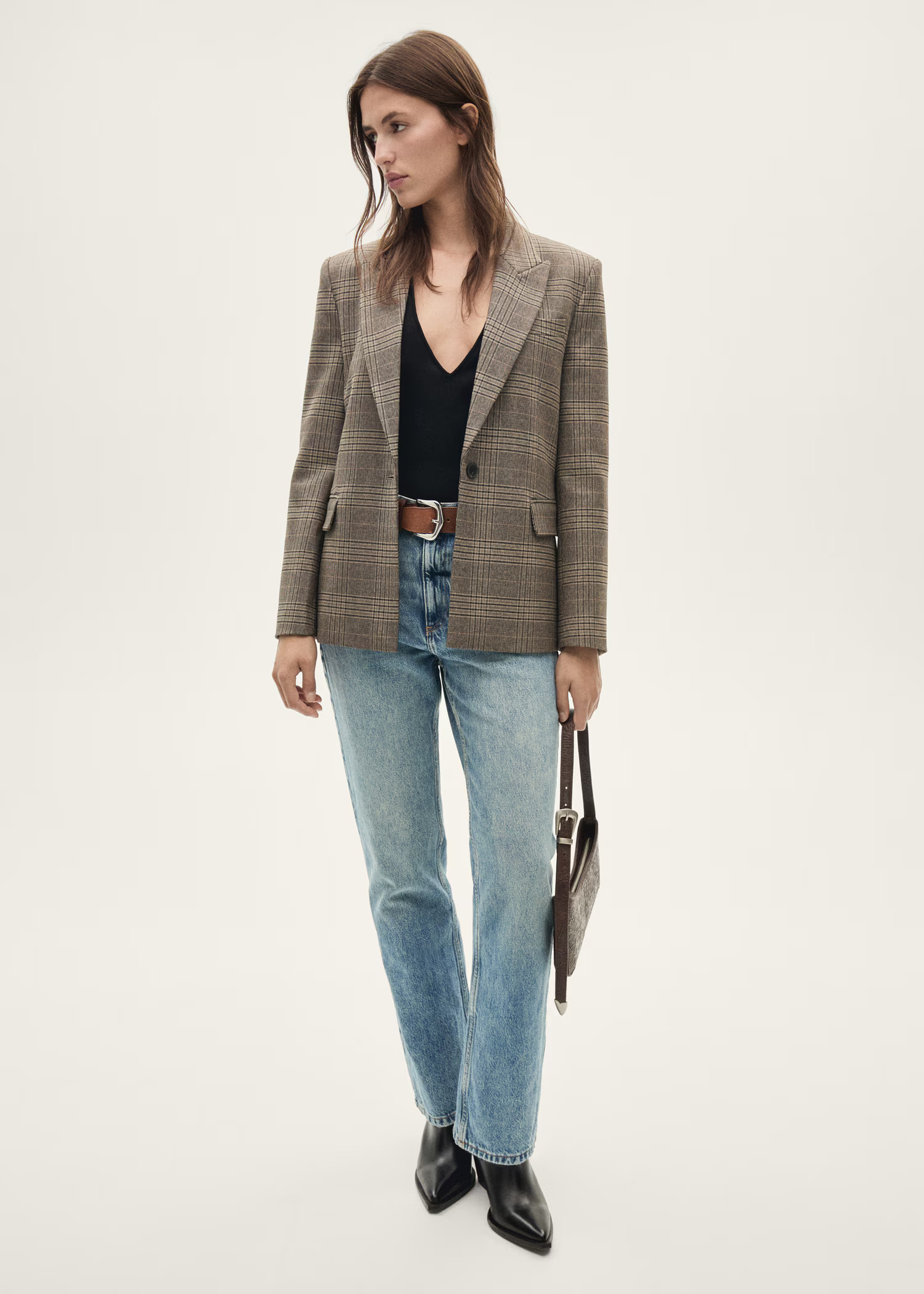 Checked blazer with pockets - Women | MANGO USA | Mango (US/MX/AU)