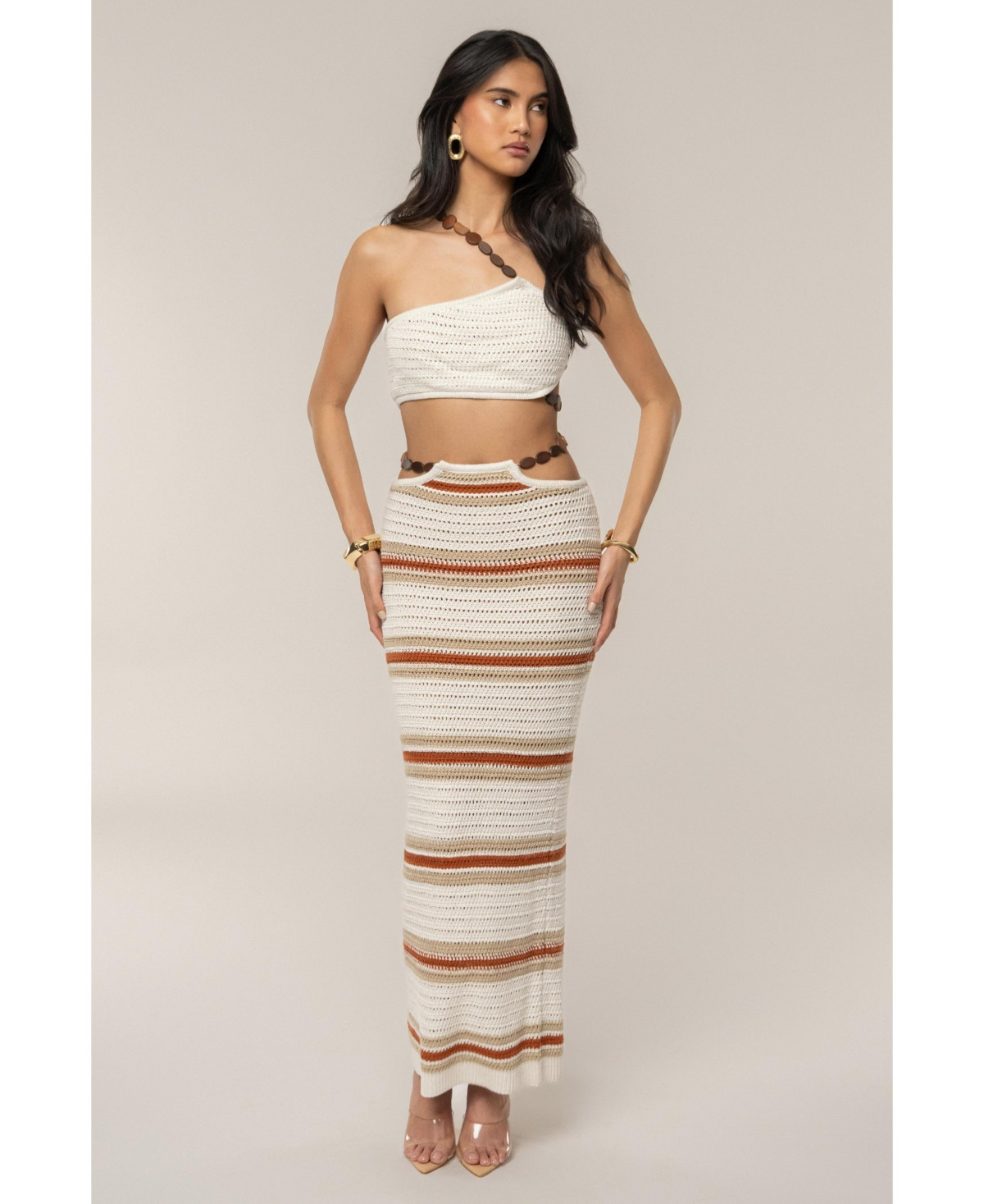Jluxlabel Women's Isla Crochet Skirt Set - Beige | Macy's