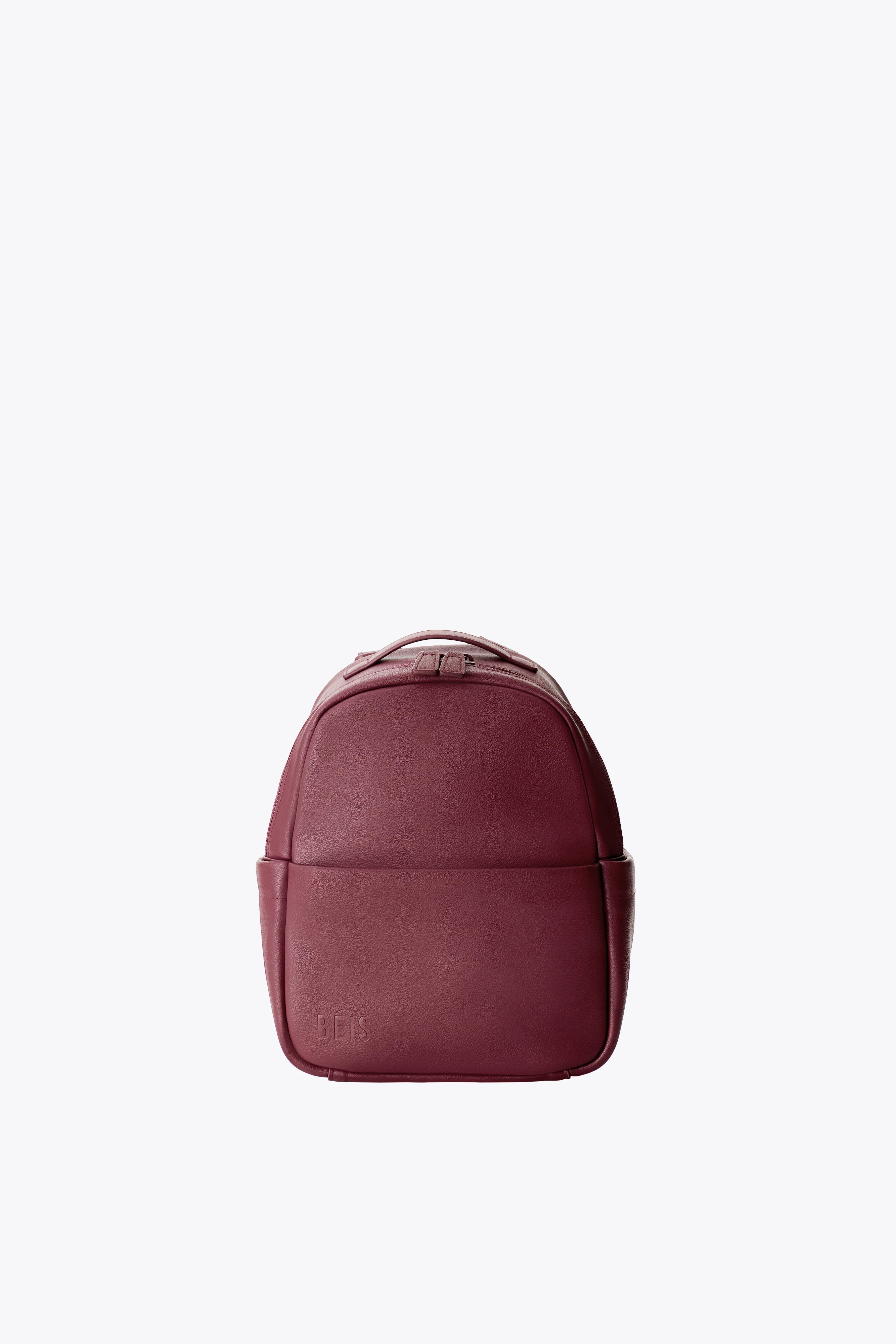 BÉIS 'The Essential Mini Backpack' in Burgundy - Small Backpacks for Travel, School & Work | BEIS
