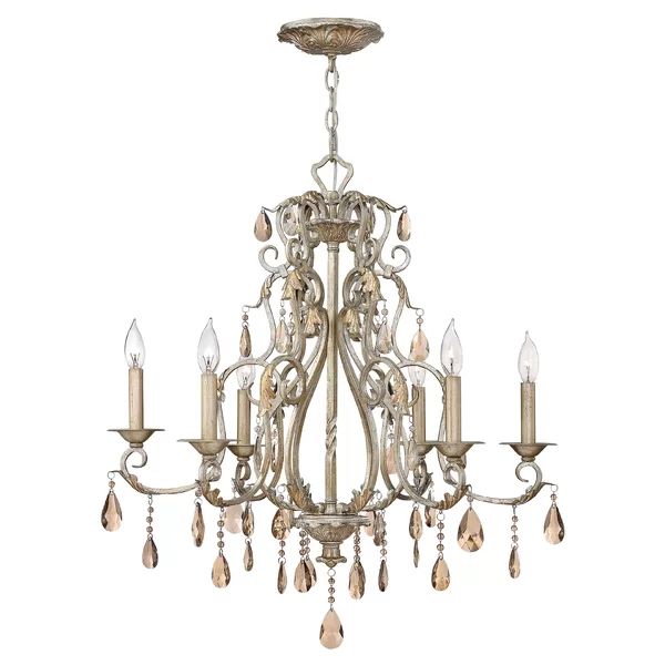 Hansel 6 - Light Candle Style Classic / Traditional Chandelier with Crystal Accents | Wayfair North America
