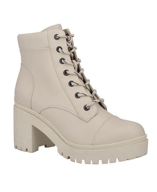 Women's Quenton Lace-Up Lug Sole Heeled Combat Booties | Macys (US)