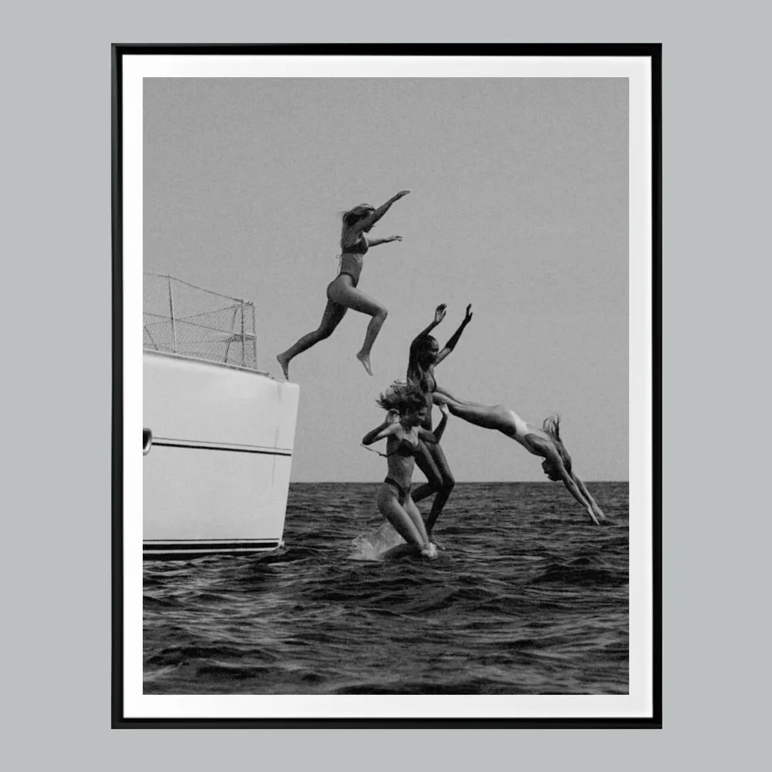 Surfer Chick Wall Poster, Fashion Print, Black and White, Vintage Photo, Summer Poster, Beach Hou... | Etsy (US)