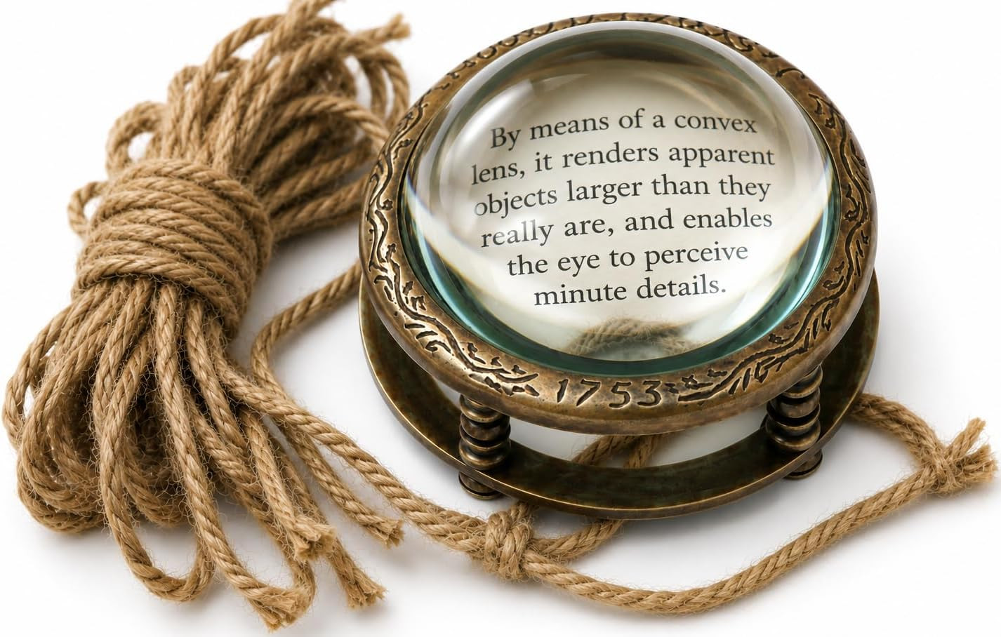 Desk Magnifying Glass Desktop Vintage Antique Style Engraved Magnifier Reading Magnifying Glass for Reading Book Traditional Brass Magnifying Glass by MAI | Amazon (US)
