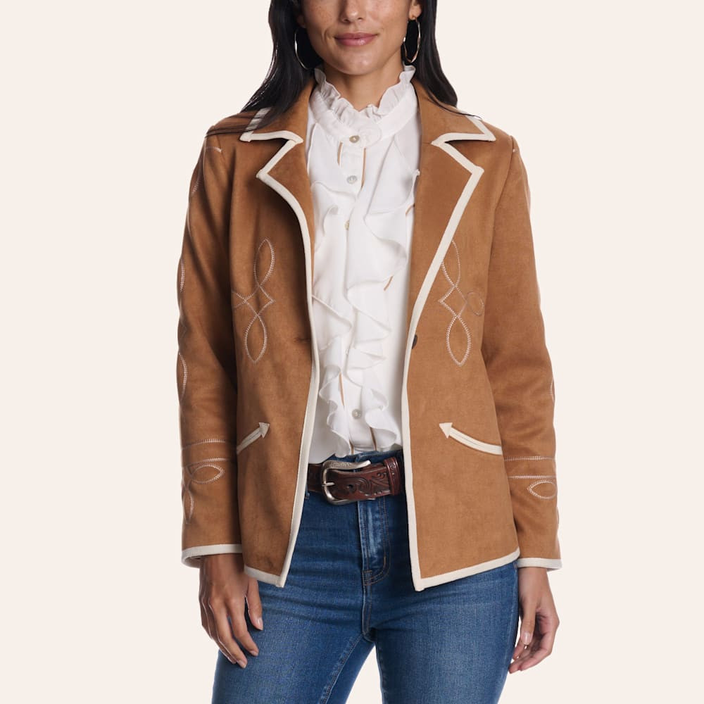 Rockin' C Women's Tan Boot Stitched Faux Suede Blazer | Cavender's