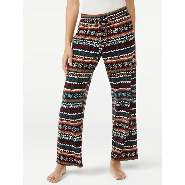Joyspun Women's Hacci Knit Wide Leg Pajama Pants, Sizes to 3X - Walmart.com | Walmart (US)