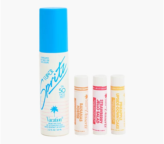 Vacation SPF50 Super Spritz Face Mist & Set of 3 SPF30 Lip Balms - QVC.com | QVC