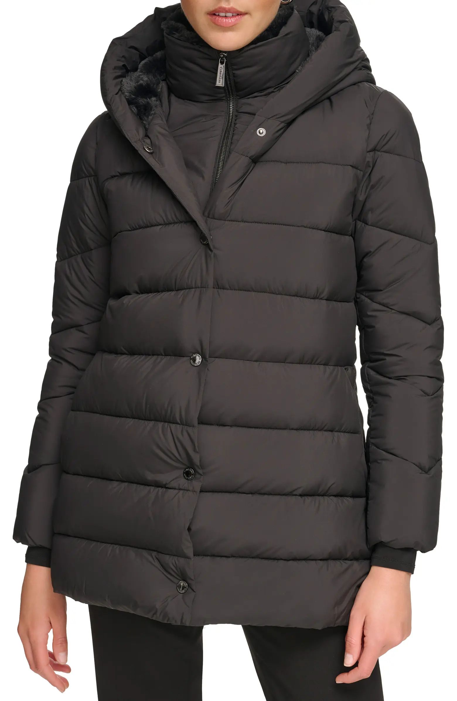 Faux Fur Lined Hooded Bib Puffer Jacket | Nordstrom Rack
